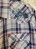 Unforgiven Upcycled Blue Rose Plaid Western