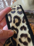 Vintage 40s leopard print belt with velvet ribbon ties