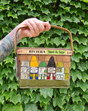 Vintage 60s Quad Cities Hand Painted Basket Purse