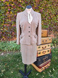 Vintage 1960 Gray Pink Yellow Travel Suit Jacket Skirt set