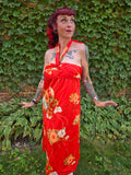 Vintage Red Orange Hibiscus Dress