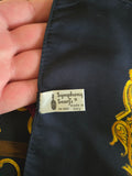 Vintage 80s navy red gold equestrian square scarf