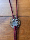 Unforgiven Ornate Gold Red & Black Leather Bolo Tie