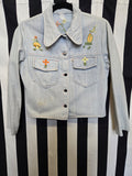 Vintage 70s Embroidered Mushroom Denim Jacket