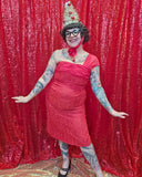 Vintage 60s Red Lace Strapless Dress with Sash