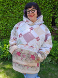 Unforgiven Upcycle Tan and Red Quilt Hoodie
