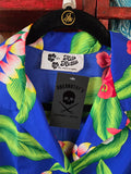Vintage 70s Blue and Green Tie Up Hawaiian Shirt