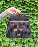 Vintage 40s Black and Red Popcorn Knit Handbag