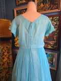 Vintage 60's Teal Blue Chiffon Party Dress