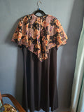 Vintage Black Dress w/Floral Cape
