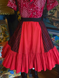 Vintage 90s Red and Black Lace Square Dancing Skirt