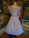 Vintage 50s sheer blue dress & shawl set w/ Rhinestones
