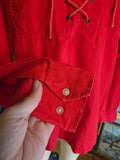 Vintage 60s red lace up buttons up men's shirt