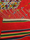 Vintage Red Wool Serape Mexican Blanket