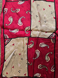 Vintage 90s Burgundy and Pink Paisley Long Silk Scarf
