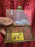 Vintage Clear White lucite purse with metal frame