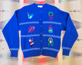 Vintage 80's Blue Christmas Cardigan