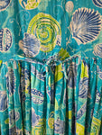 Vintage 1990s blue and green seashell cotton dress