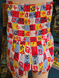 Vintage 50s Red Yellow Blue Color Block Swimsuit