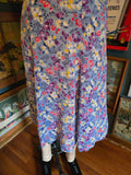 Vintage 40s blue yellow pink sheer floral rayon dress