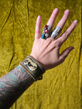 Unforgiven Upcycled Green Keyhole Leather Belt Cuff