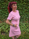 Vintage 60s Pink Double Knit Polyester Dress