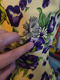 Vintage 40s yellow & purple floral rayon dress