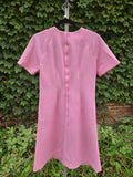 Vintage 60s Pink Double Knit Polyester Dress