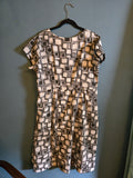 Vintage White and Black Square Print Dress