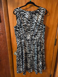 Gently Used Fit and Flare Black & White Zebra Dress