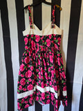 Gently Used Unique Vintage black and pink rose dress