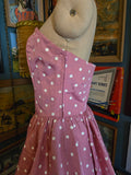Vintage 80s Pink and White Polka Dot Formal Dress