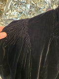 Vintage Gathered Black Velvet Coat