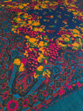 Vintage 80s teal and pink grape print square scarf