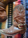 Vintage 80s Brown Leather Cowboy Boot Men's 9.5
