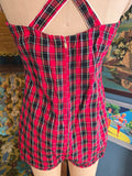 Vintage 50s Red and Black Plaid Swim Suit