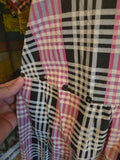 Vintage 50s pink and black plaid snap waist dress