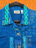 Unforgiven Upcycled Blue Bird Sequin Denim Jacket