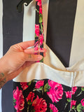 Gently Used Unique Vintage black and pink rose dress