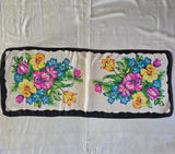 Vintage 60s pink yellow & blue floral rectangular scarf