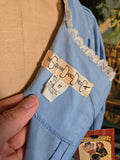 Vintage 70s Pastel Blue Lace Square Dancing Dress