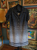 Vintage 70 Black and White Heart Shaped Leaf Dress