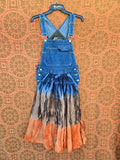 Unforgiven Upcycled Blue and Orange Tie Dye Overall Dress