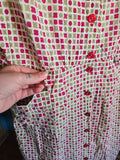 Vintage 50s Red Brown and White Cotton Day Dress