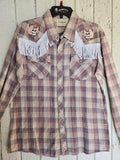 Unforgiven Upcycled Skull Cowboy Red Plaid Western