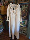 Vintage 70s White Ivory Maxi Ruffle Trim Dress