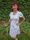 Vintage 60s White with Red Roses Mini Dress