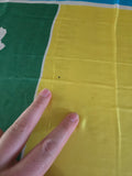 Vintage 70s Blue Green and Yellow floral silk scarf