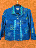 Unforgiven Upcycled Blue Bird Sequin Denim Jacket