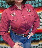 Vintage Burgundy Weapons Embroidery Western